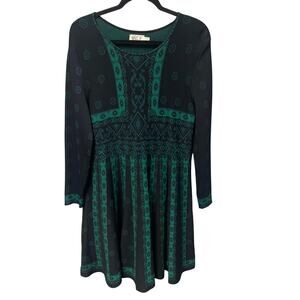 Eliza J Green Black Knit Long Sleeve Fit & Flare Sweater Dress Womens Size XL